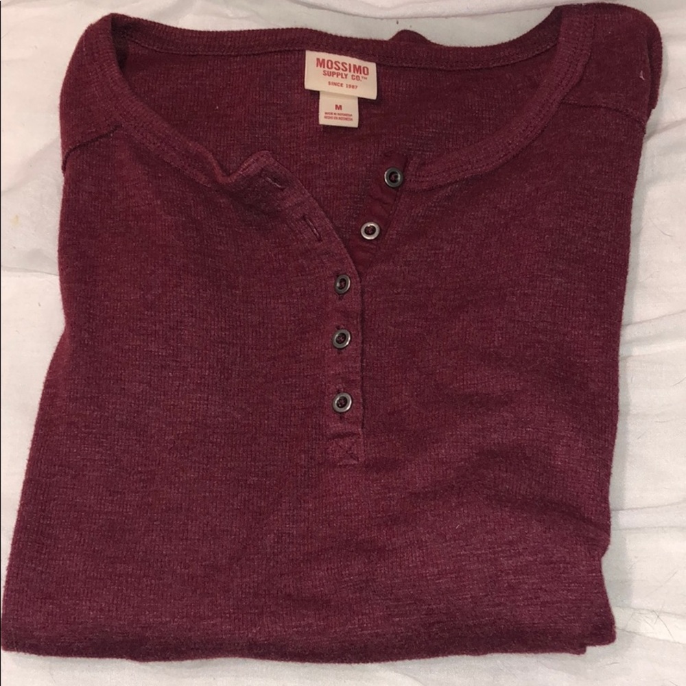 Burgundy Henley Long Sleeve